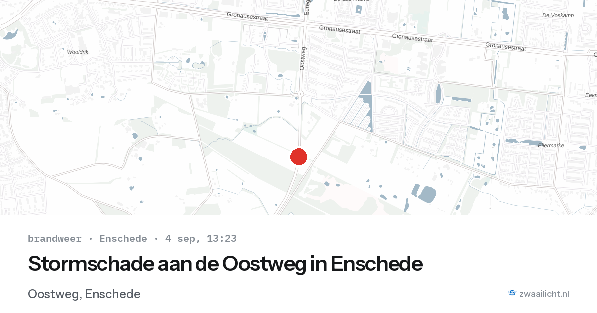 Stormschade aan de Oostweg in Enschede — 4 sep 2026