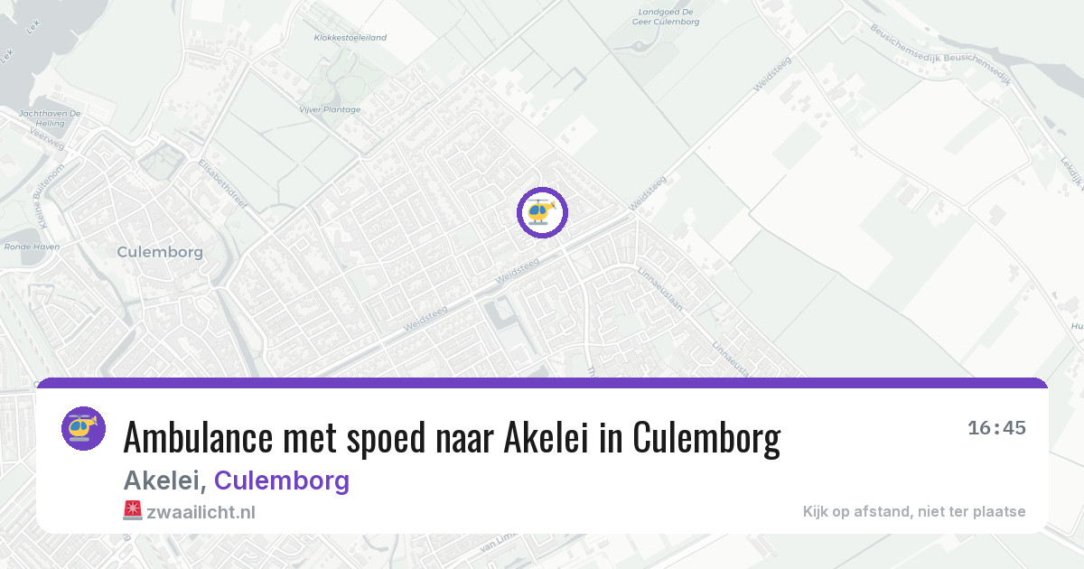 Ambulance met spoed naar Akelei in Culemborg — 3 aug 2026