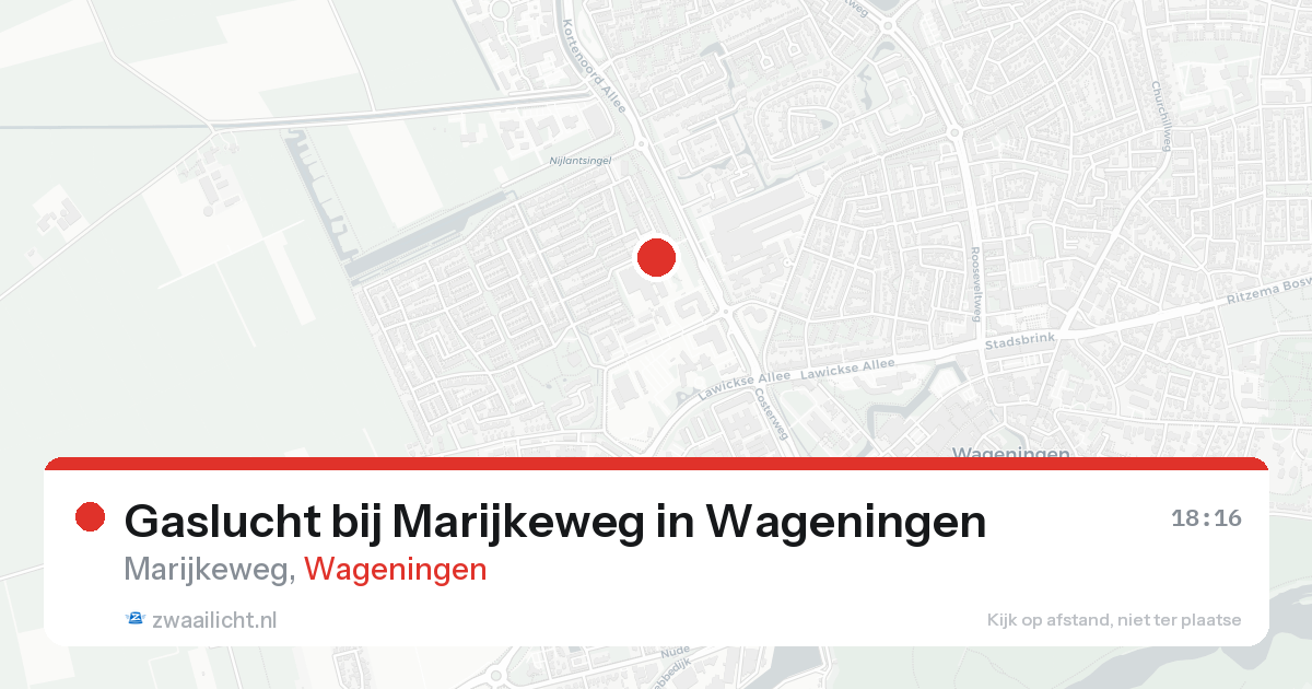 Gaslucht bij Marijkeweg in Wageningen — 20 aug 2026
