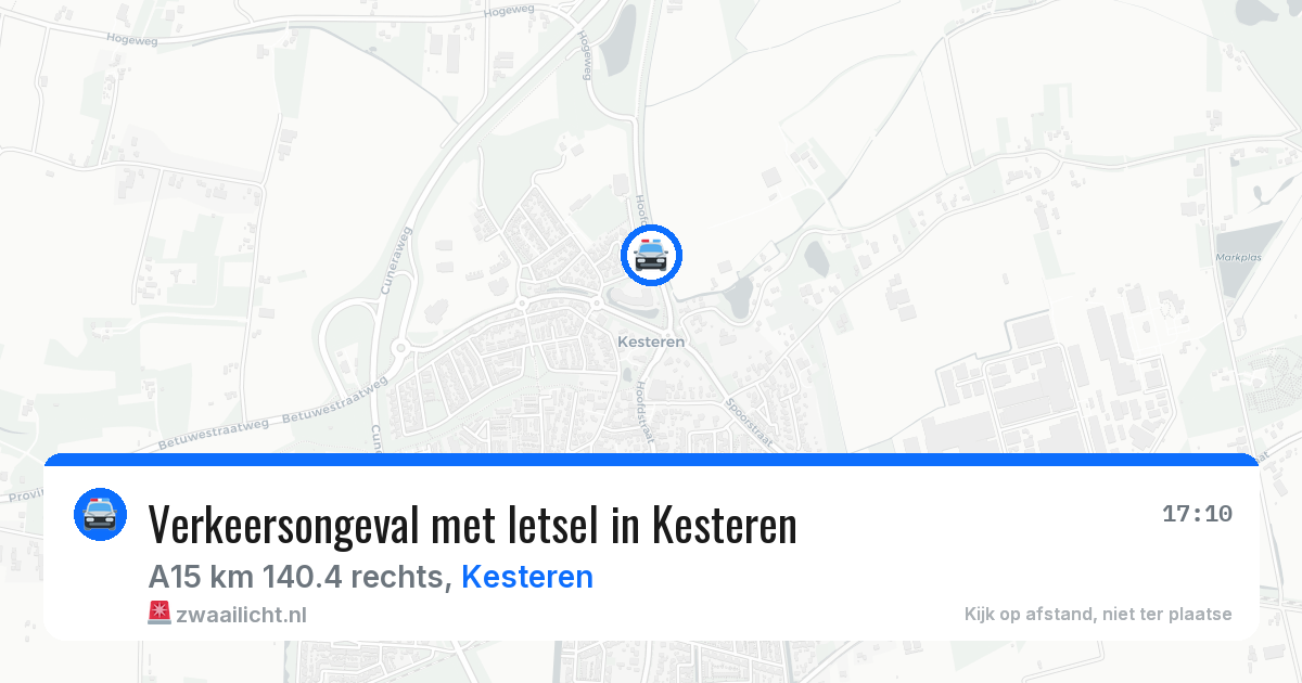 Verkeersongeval met letsel in Kesteren — 21 jun 2026