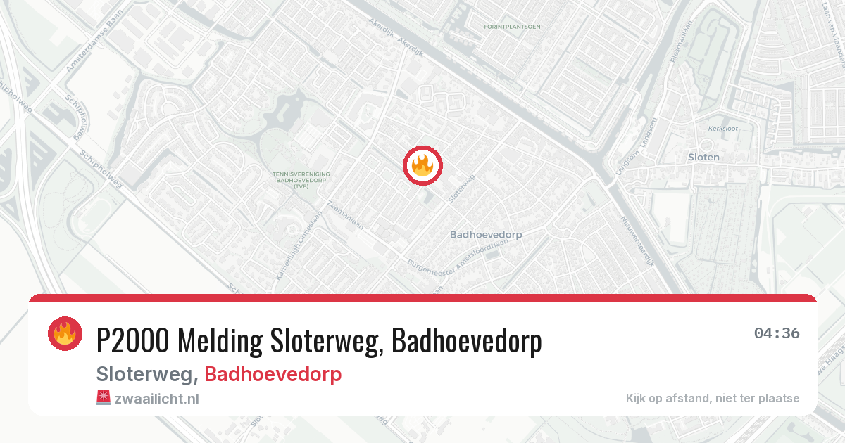 P2000 Melding Sloterweg, Badhoevedorp — 5 apr 2026