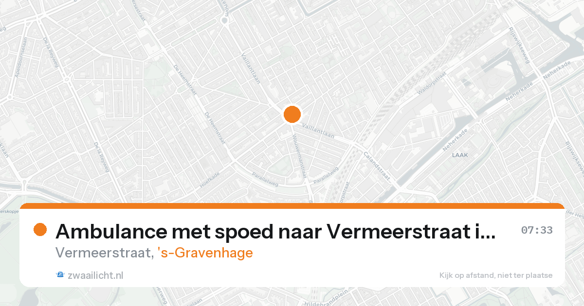 Ambulance met spoed naar Vermeerstraat in 's-Gravenhage — 16 aug 2026
