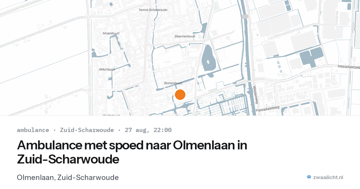 Ambulance met spoed naar Olmenlaan in Zuid-Scharwoude — 27 aug 2026