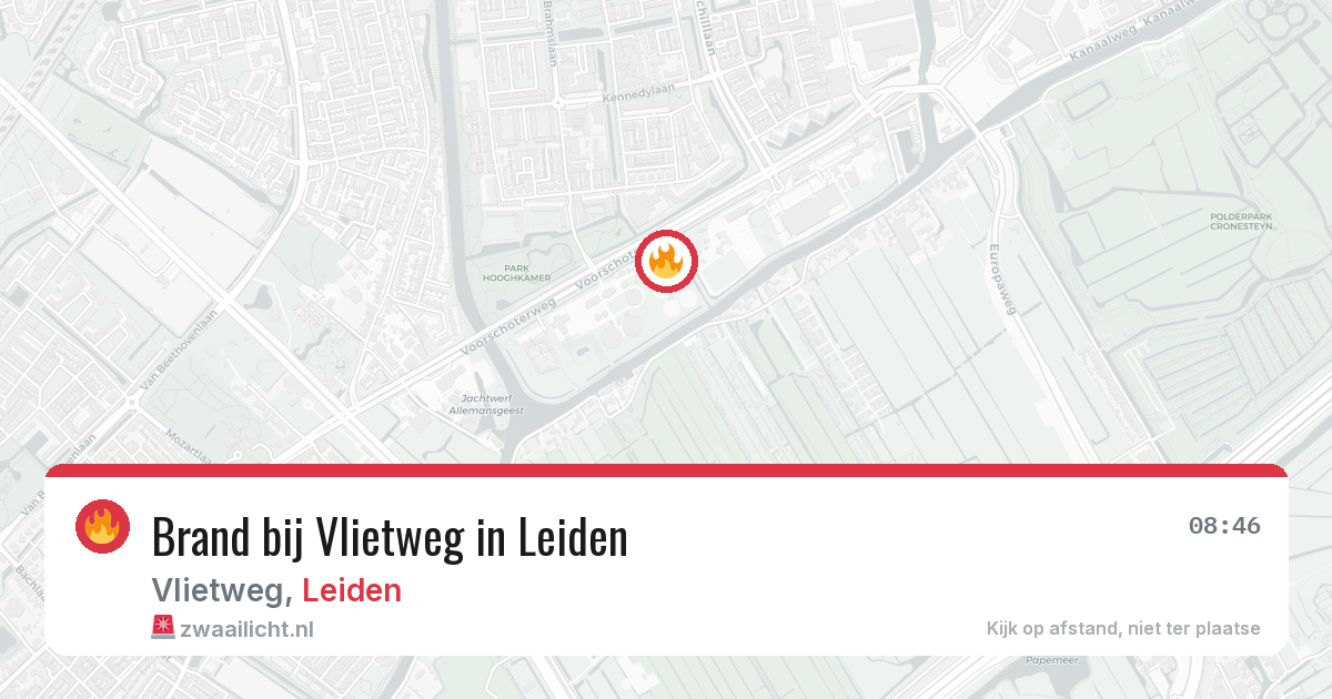 Brand bij Vlietweg in Leiden — 12 aug 2026