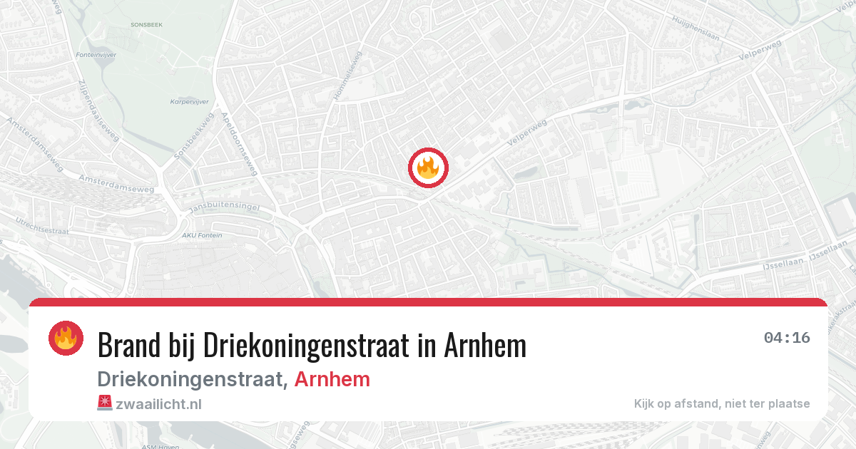 Brand bij Driekoningenstraat in Arnhem — 8 aug 2026