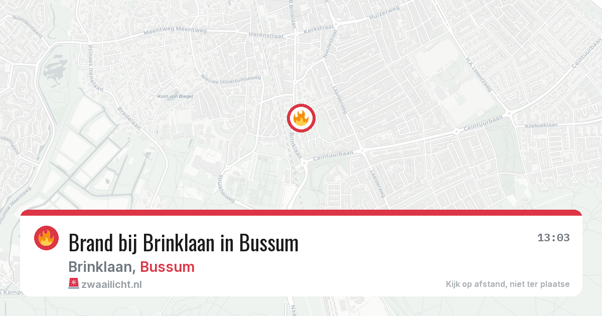 Brand bij Brinklaan in Bussum — 29 apr 2026