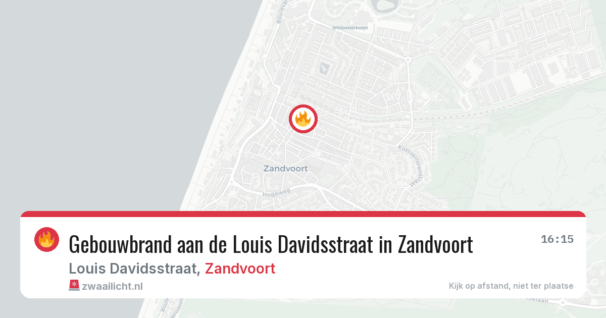 Gebouwbrand aan de Louis Davidsstraat in Zandvoort — 22 jun 2026
