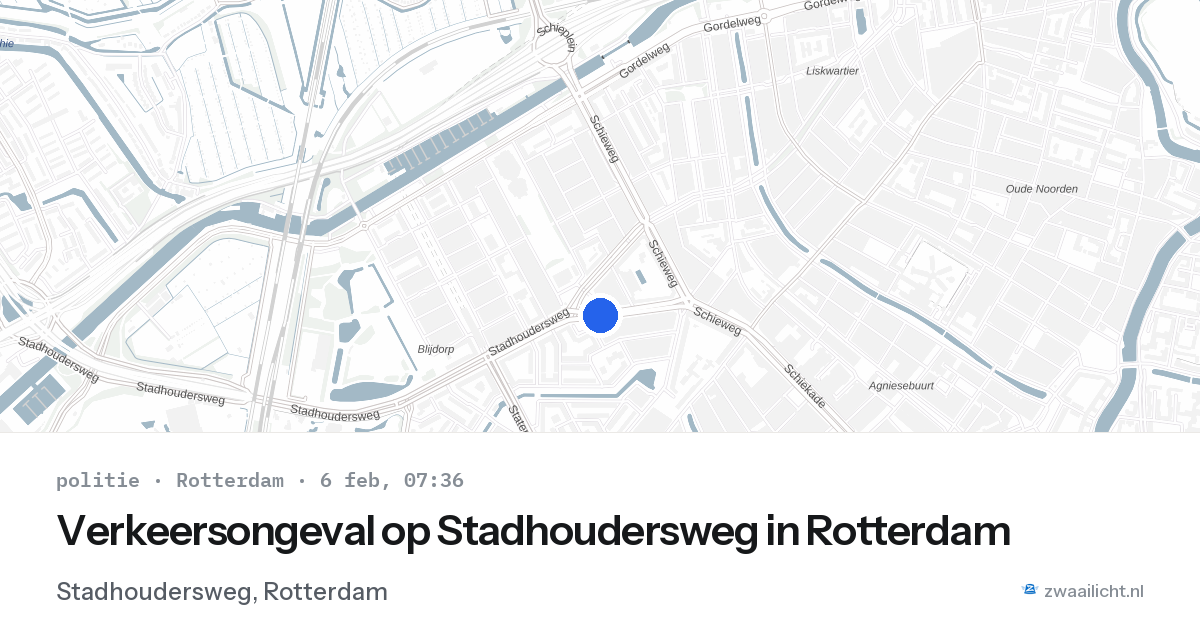 Verkeersongeval op Stadhoudersweg in Rotterdam — 6 feb 2026