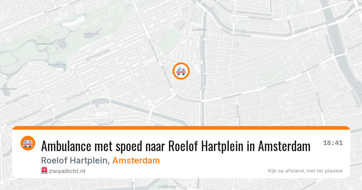 Ambulance met spoed naar Roelof Hartplein in Amsterdam — 8 jun 2026