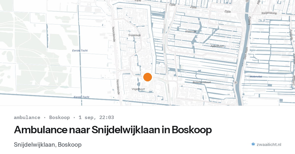 Ambulance naar Snijdelwijklaan in Boskoop — 1 sep 2026