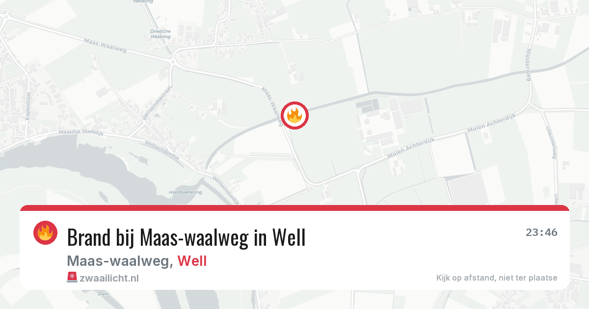 Brand bij Maas-waalweg in Well — 24 jul 2026