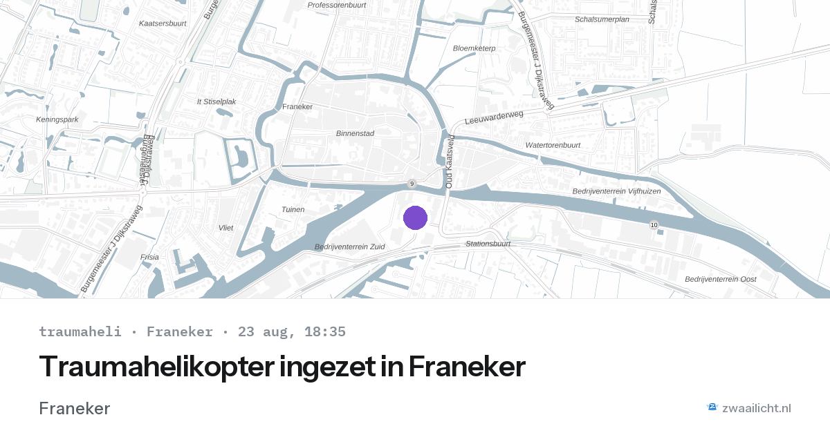 Traumahelikopter ingezet in Franeker — 23 aug 2026 | 🚨 Zwaailicht.nl