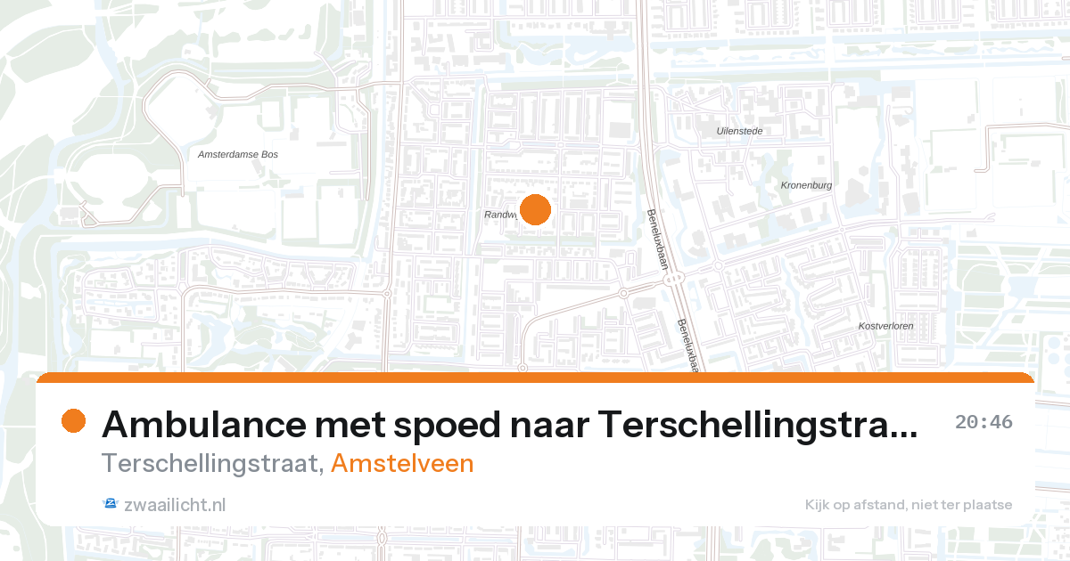 Ambulance met spoed naar Terschellingstraat in Amstelveen — 28 aug 2026