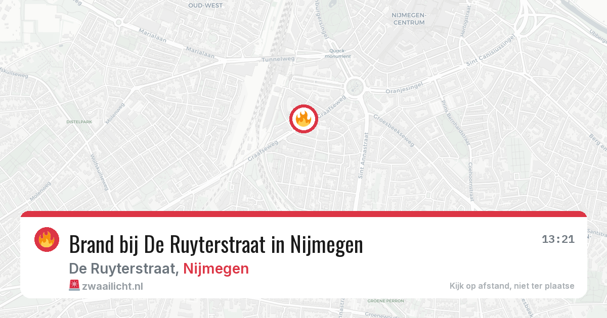 Brand bij De Ruyterstraat in Nijmegen — 12 aug 2026