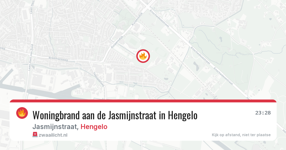 Woningbrand aan de Jasmijnstraat in Hengelo — 13 aug 2026