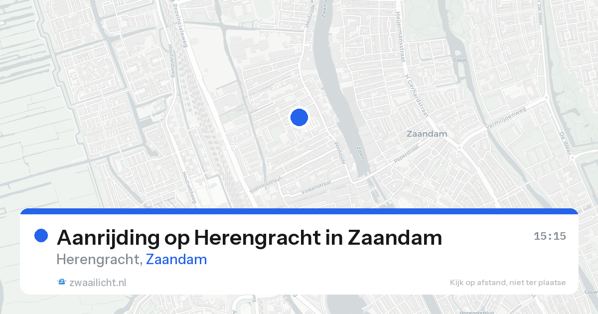 Aanrijding op Herengracht in Zaandam — 20 aug 2026