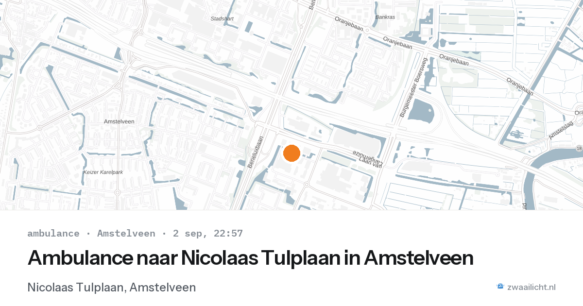Ambulance naar Nicolaas Tulplaan in Amstelveen — 2 sep 2026