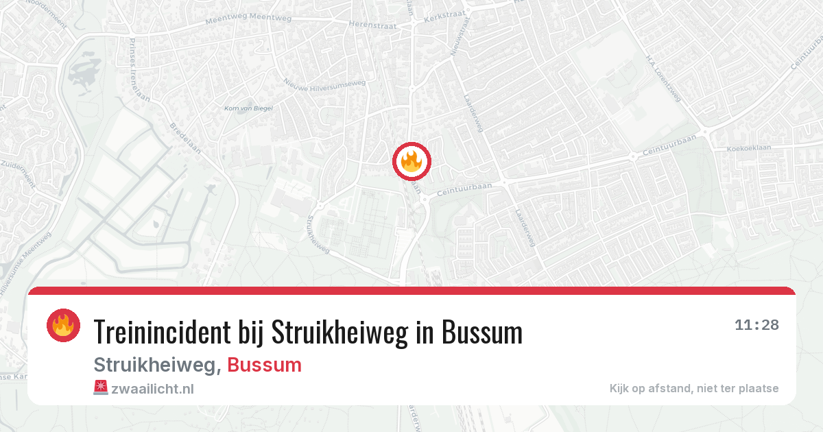Treinincident bij Struikheiweg in Bussum — 29 mei 2026