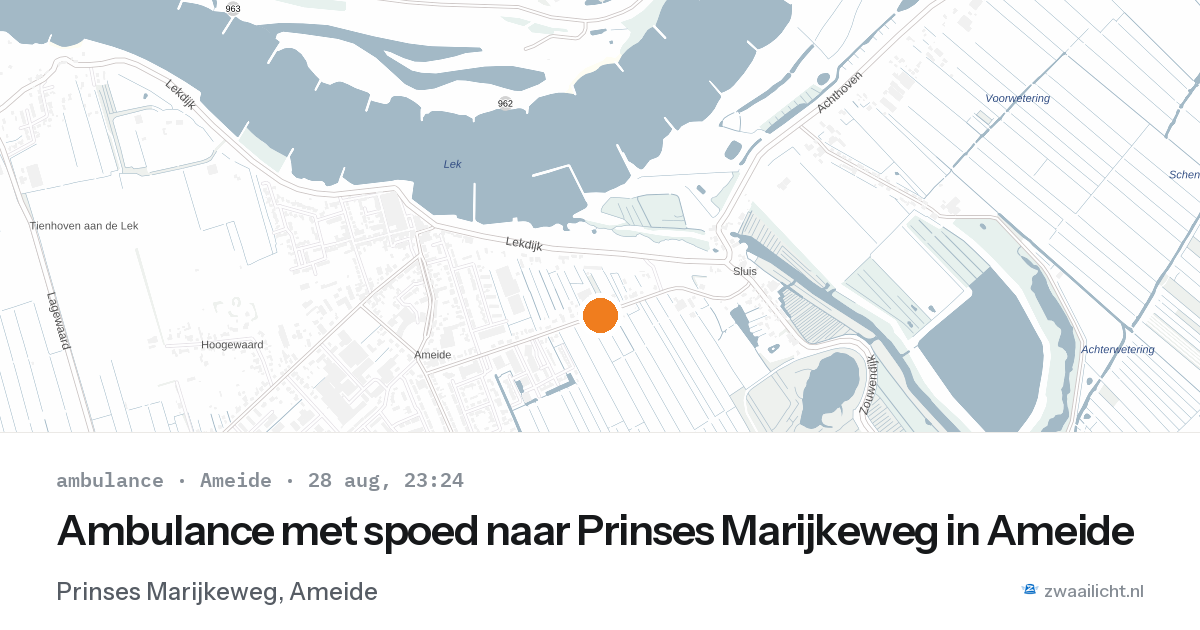 Ambulance met spoed naar Prinses Marijkeweg in Ameide — 28 aug 2026