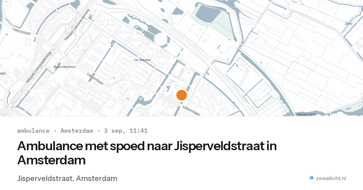 Ambulance met spoed naar Jisperveldstraat in Amsterdam — 3 sep 2026