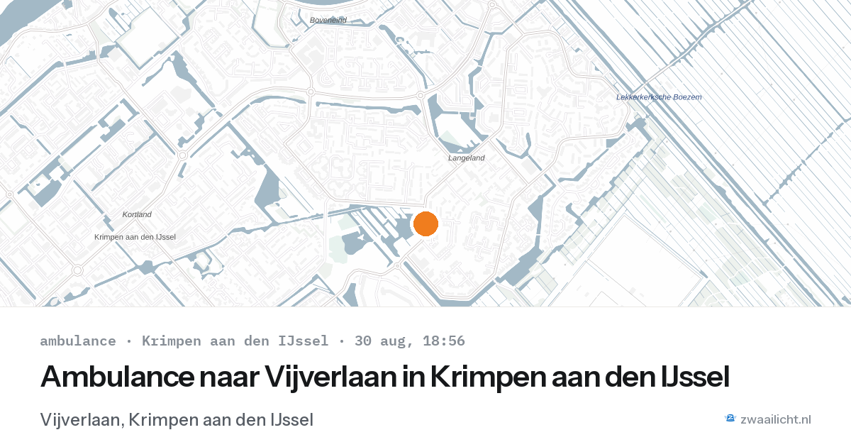 Ambulance naar Vijverlaan in Krimpen aan den IJssel — 30 aug 2026