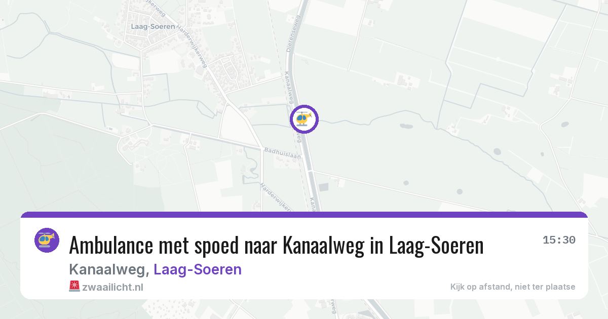 Ambulance met spoed naar Kanaalweg in Laag-Soeren — 16 jul 2026