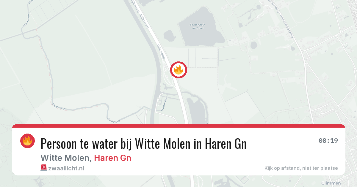 Persoon te water bij Witte Molen in Haren Gn — 14 aug 2026