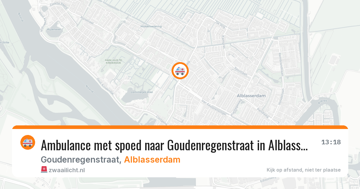 Ambulance met spoed naar Goudenregenstraat in Alblasserdam — 8 mei 2026