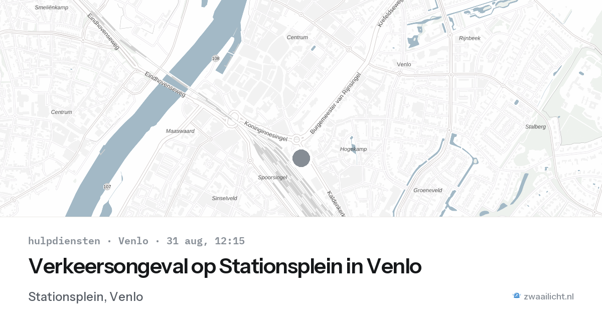 Verkeersongeval op Stationsplein in Venlo — 31 aug 2026