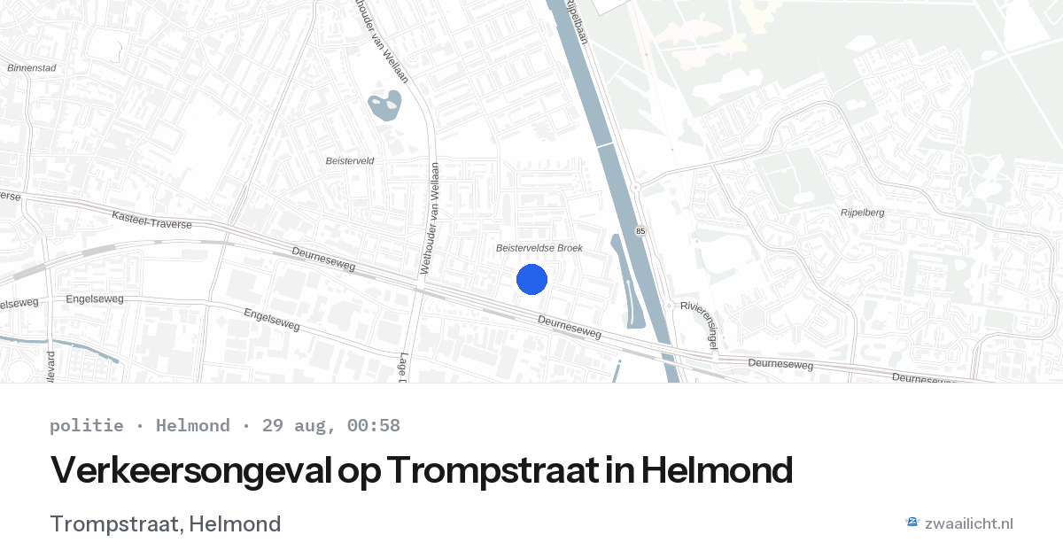 Verkeersongeval op Trompstraat in Helmond — 28 aug 2026