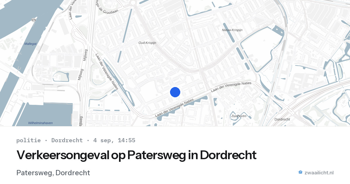 Verkeersongeval op Patersweg in Dordrecht — 4 sep 2026