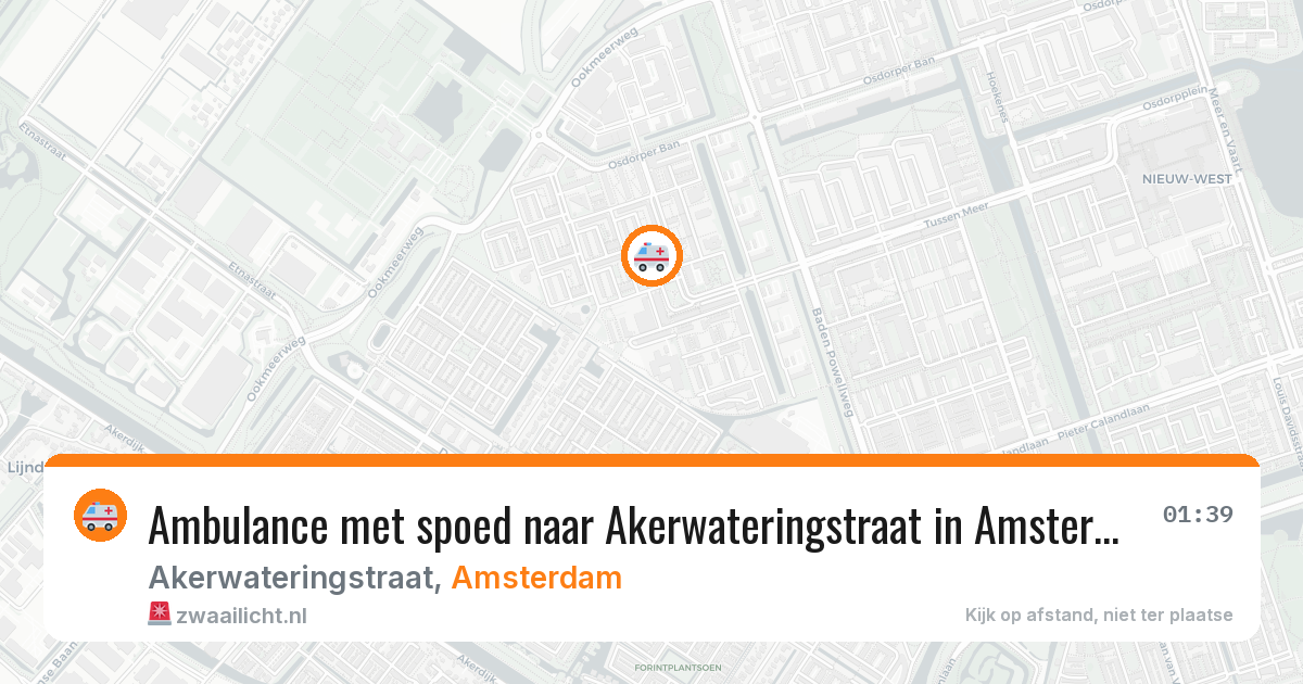 Ambulance met spoed naar Akerwateringstraat in Amsterdam — 13 jul 2026