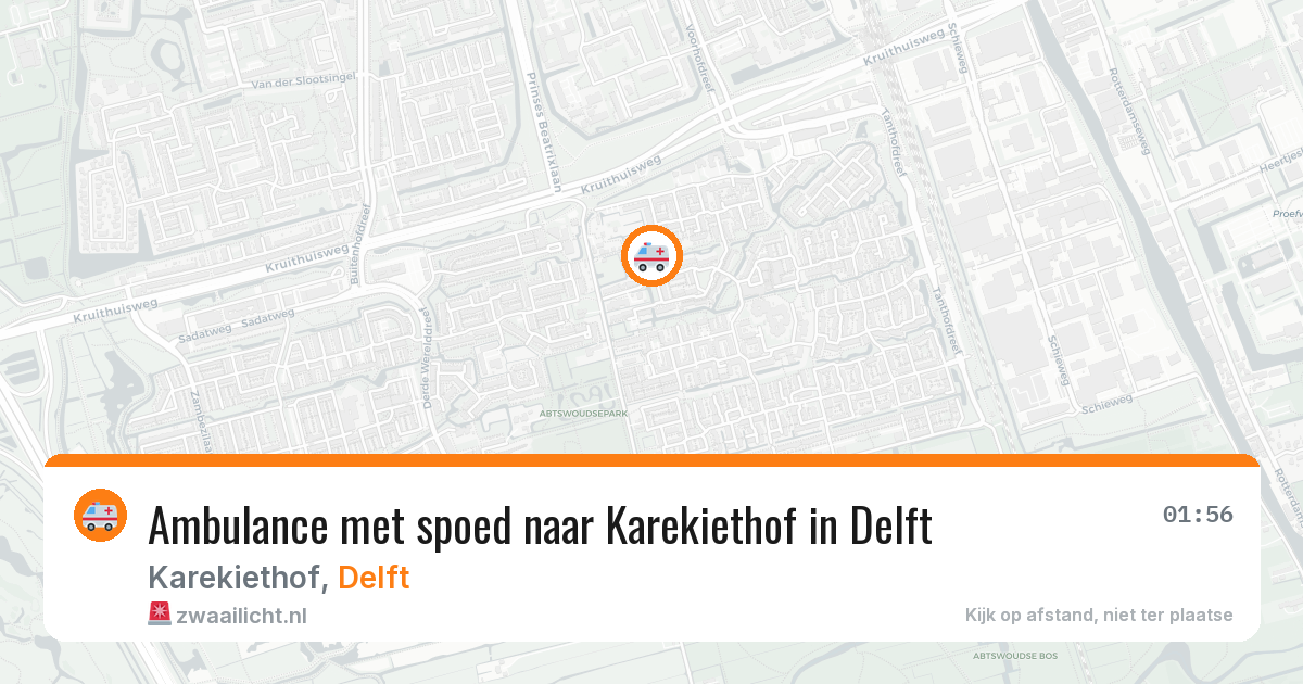 Ambulance met spoed naar Karekiethof in Delft — 12 aug 2026
