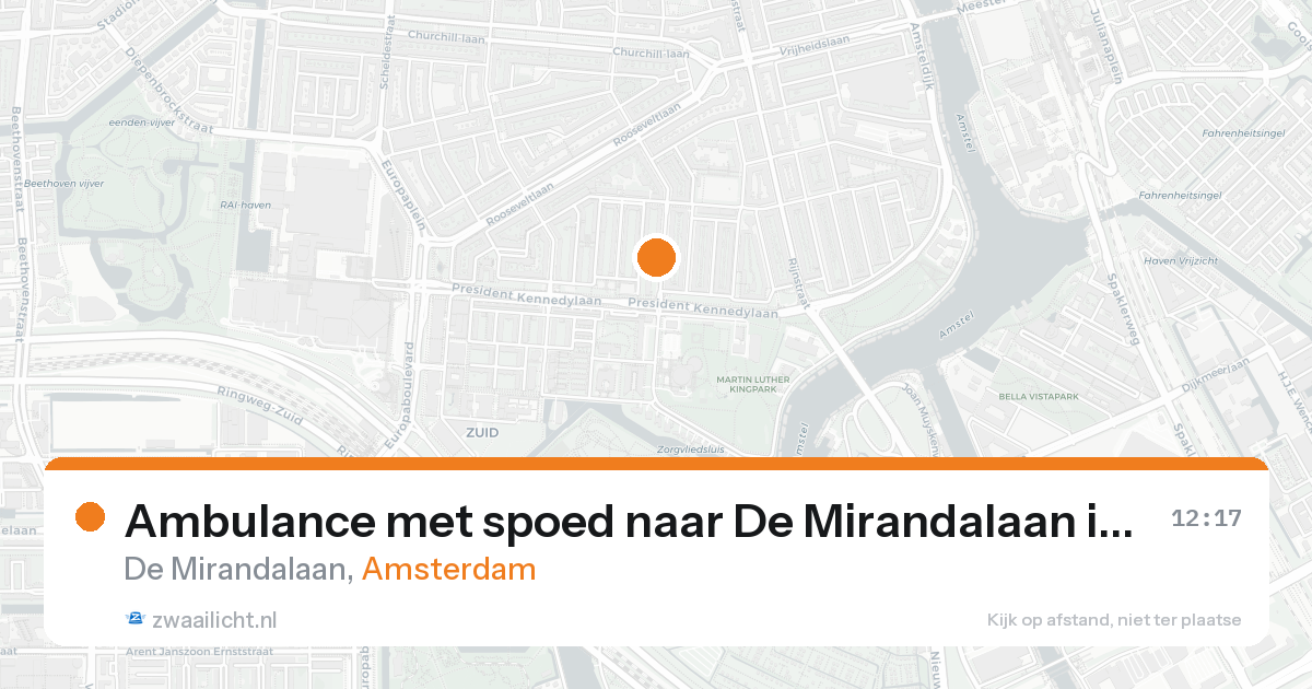 Ambulance met spoed naar De Mirandalaan in Amsterdam — 18 aug 2026