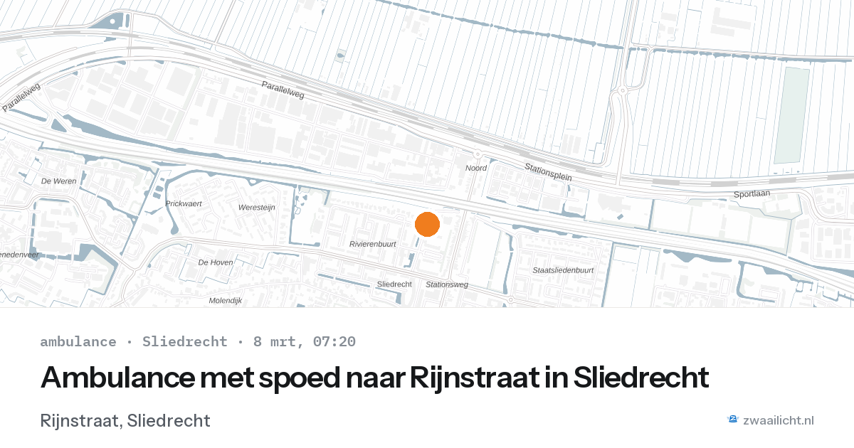 Ambulance met spoed naar Rijnstraat in Sliedrecht — 8 mrt 2026