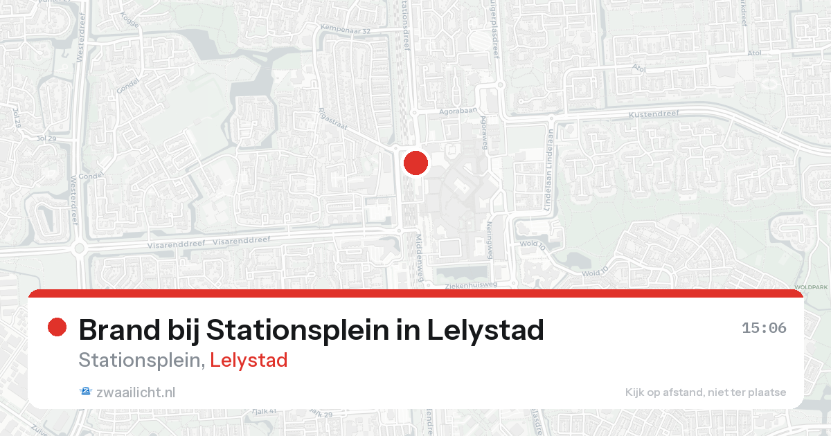 Brand bij Stationsplein in Lelystad — 19 aug 2026