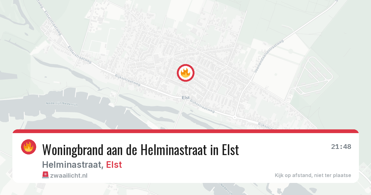 Woningbrand aan de Helminastraat in Elst — 1 apr 2026