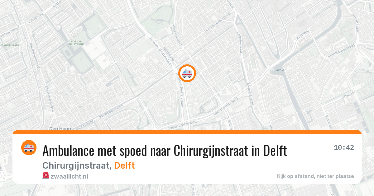 Ambulance met spoed naar Chirurgijnstraat in Delft — 17 mei 2026