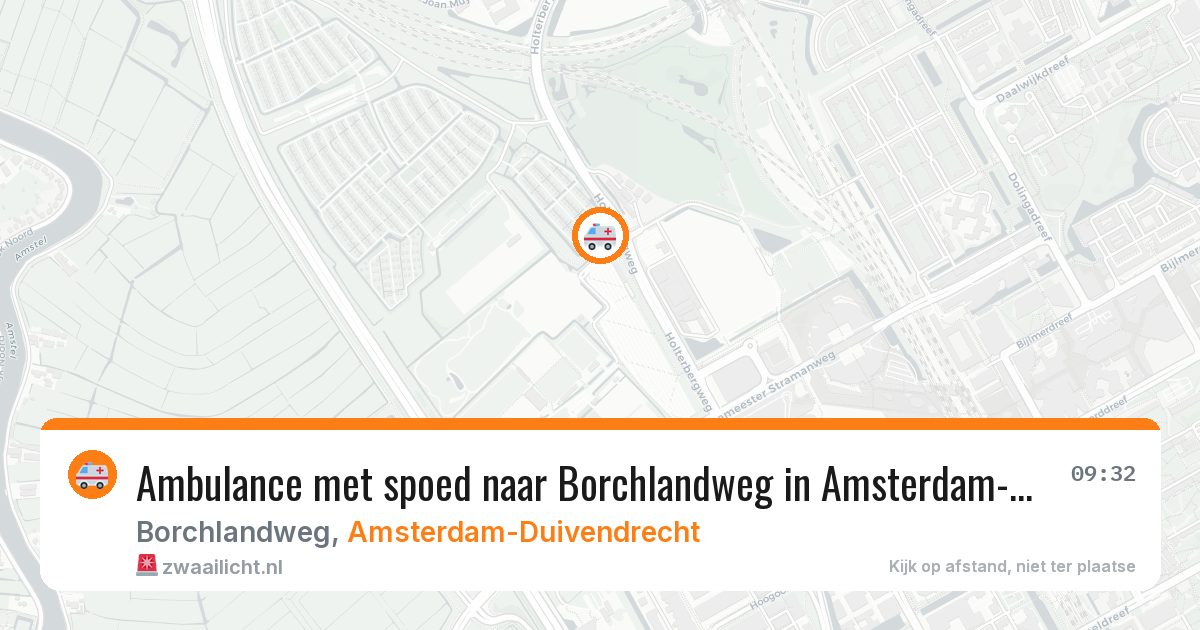 Ambulance met spoed naar Borchlandweg in Amsterdam-Duivendrecht — 20 jul 2026