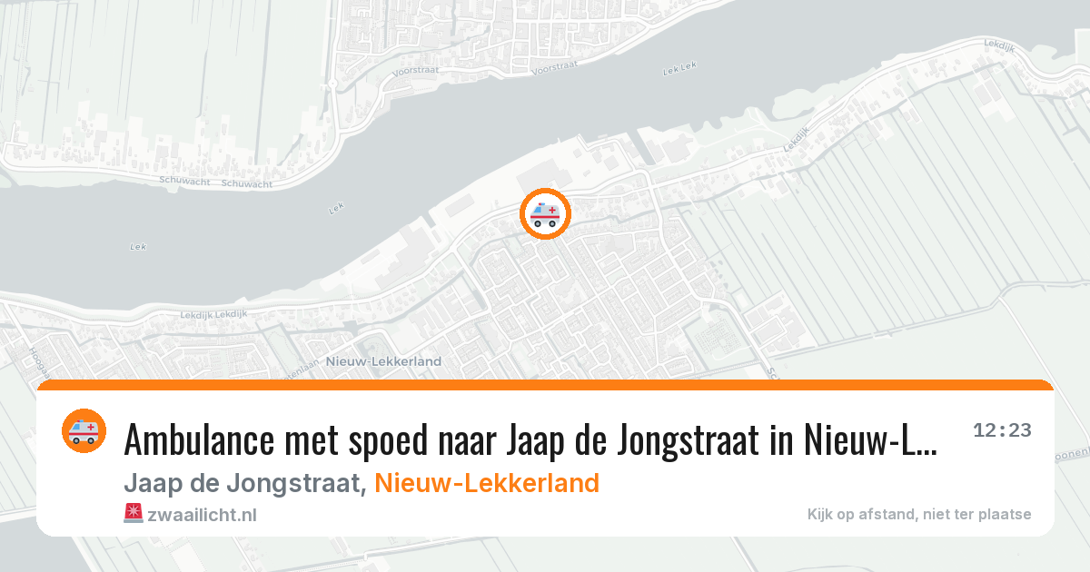 Ambulance met spoed naar Jaap de Jongstraat in Nieuw-Lekkerland — 2 aug 2026
