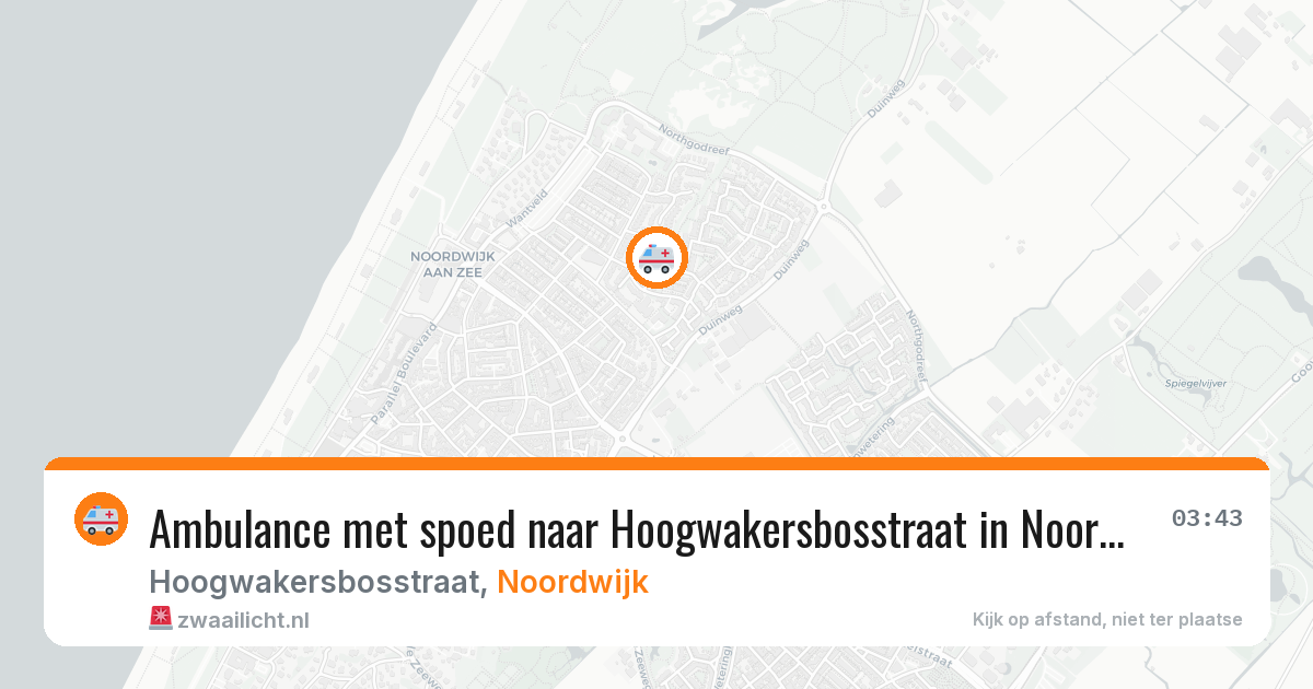 Ambulance met spoed naar Hoogwakersbosstraat in Noordwijk — 26 jun 2026