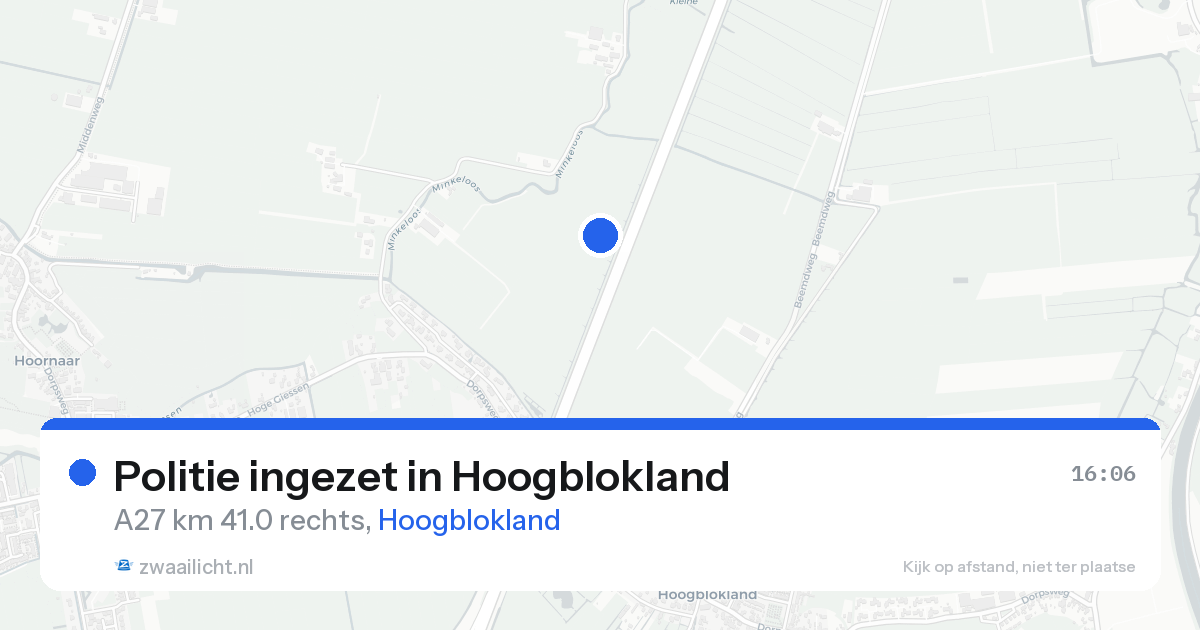 Politie ingezet in Hoogblokland — 21 aug 2026 | 🚨 Zwaailicht.nl