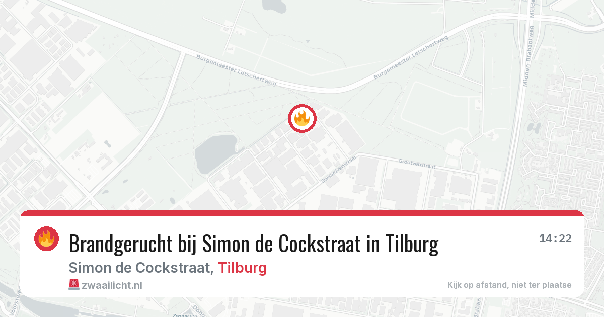 Brandgerucht bij Simon de Cockstraat in Tilburg — 2 jul 2026