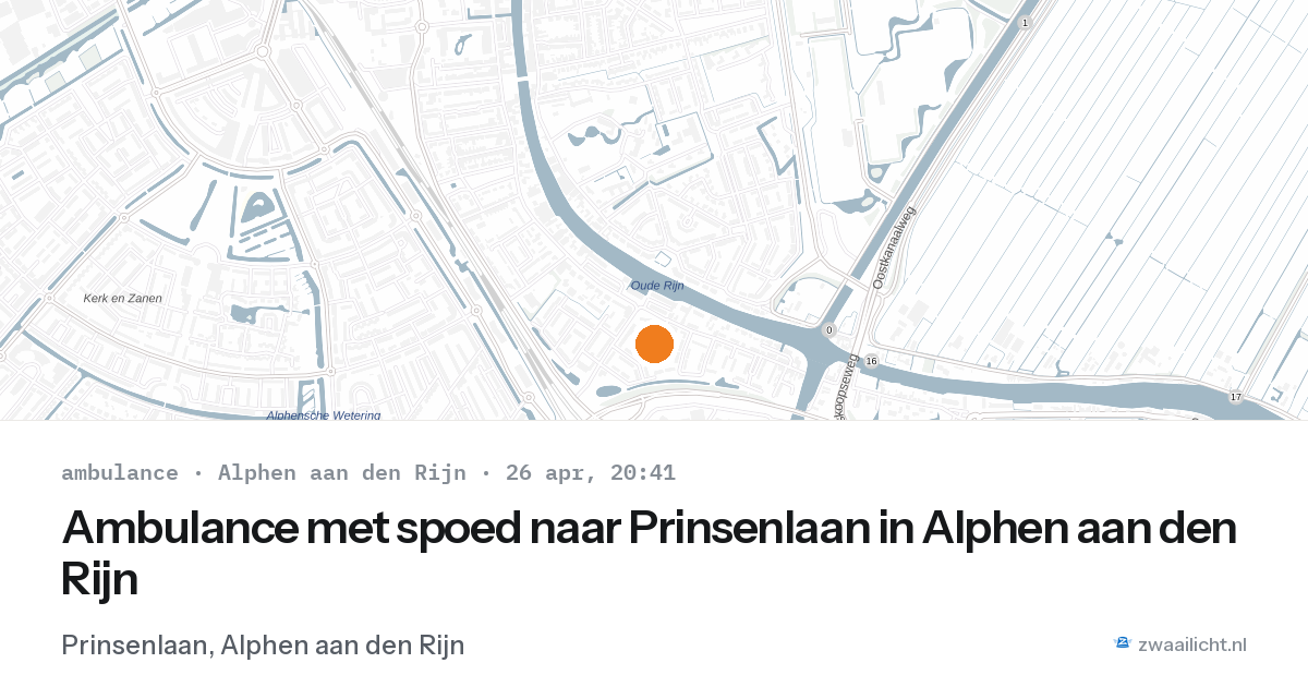 Ambulance met spoed naar Prinsenlaan in Alphen aan den Rijn — 26 apr 2026