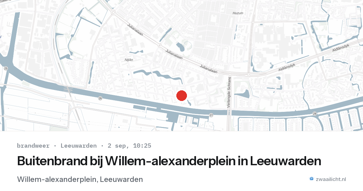 Buitenbrand bij Willem-alexanderplein in Leeuwarden — 2 sep 2026