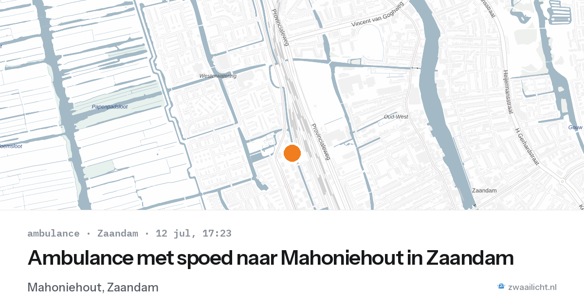 Ambulance met spoed naar Mahoniehout in Zaandam — 12 jul 2026