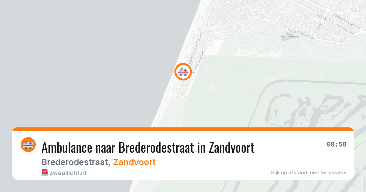 Ambulance naar Brederodestraat in Zandvoort — 4 aug 2026