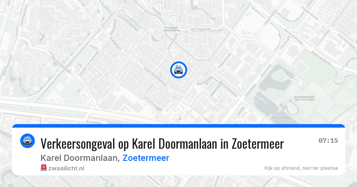 Verkeersongeval op Karel Doormanlaan in Zoetermeer — 19 mrt 2026