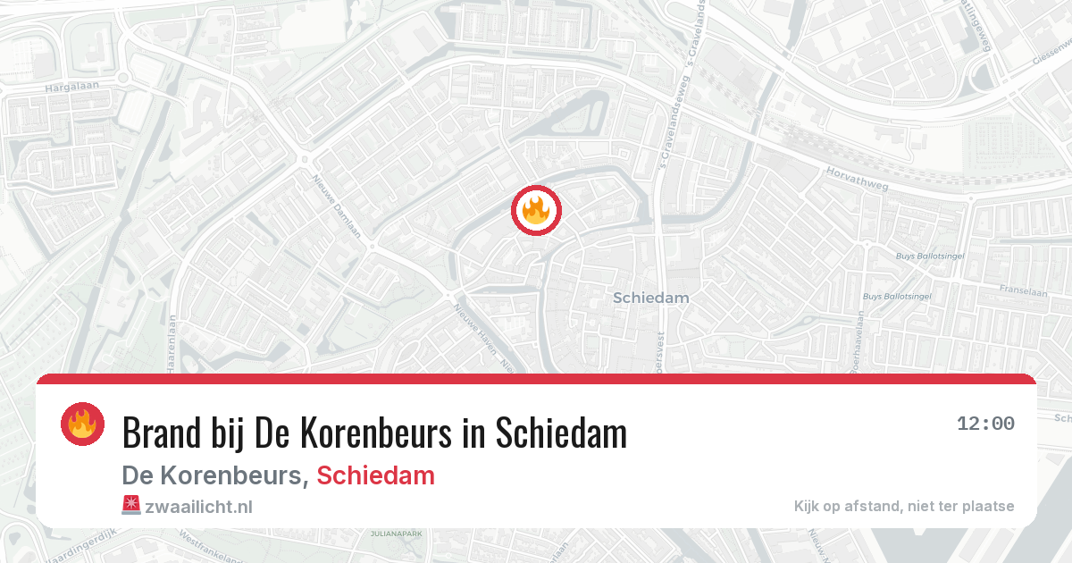 Brand bij De Korenbeurs in Schiedam — 12 jul 2026