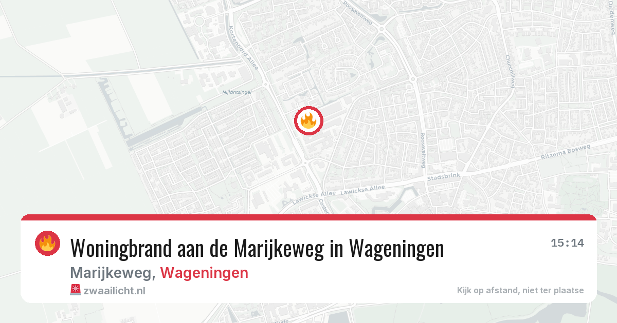 Woningbrand aan de Marijkeweg in Wageningen — 30 apr 2026